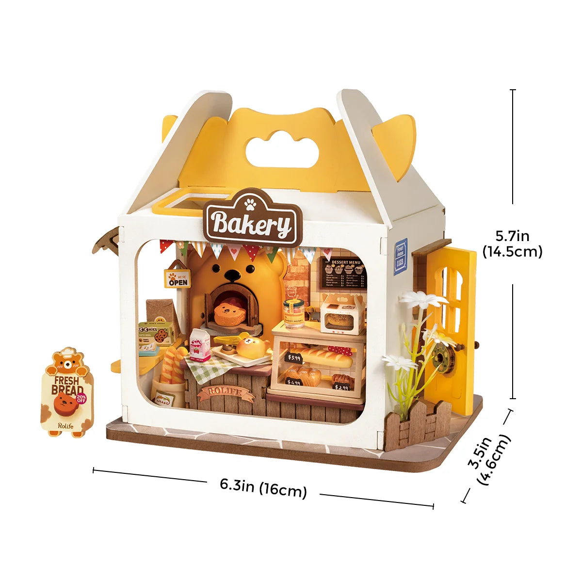 Miniature bakery scene kit with cute house display and open storefront window