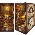 DIY miniature book nook kit box with detailed Bells’ Mystery bookshelf room scene