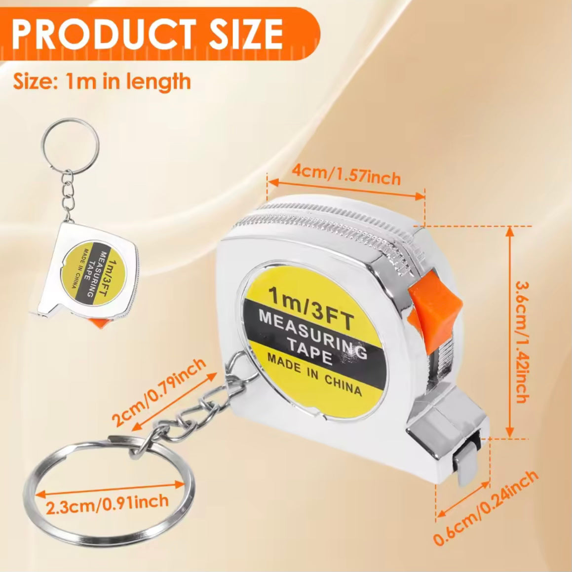 Tape Measure Mini Keychain