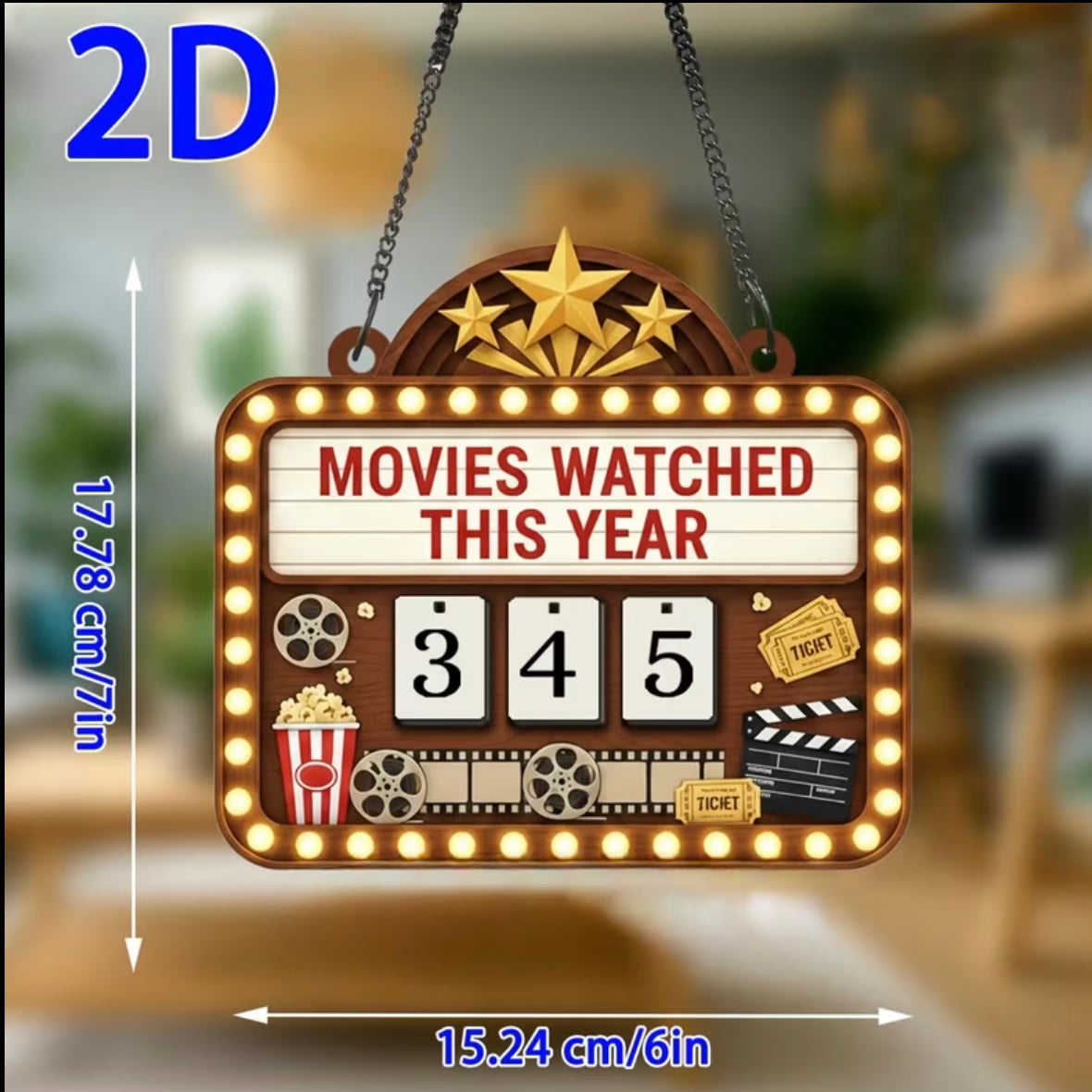 Movies Watched This Year – Cinema Countdown Hanging Plaque