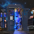 Miniature police box book nook kit with open door and built-in bookshelf shelves