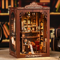 Twilight Library miniature book nook kit with carved wooden display frame