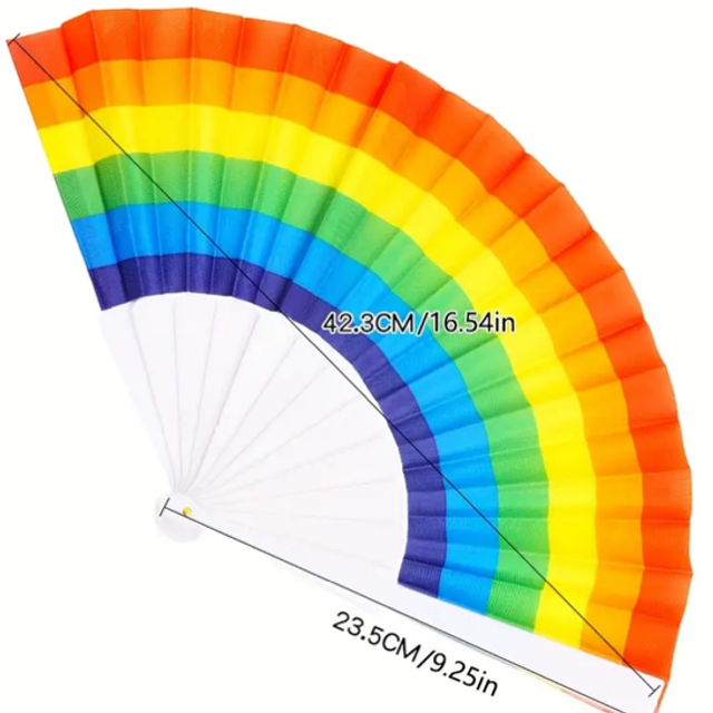 Rainbow Carnival Handheld Folding Fan – Festival Accessory