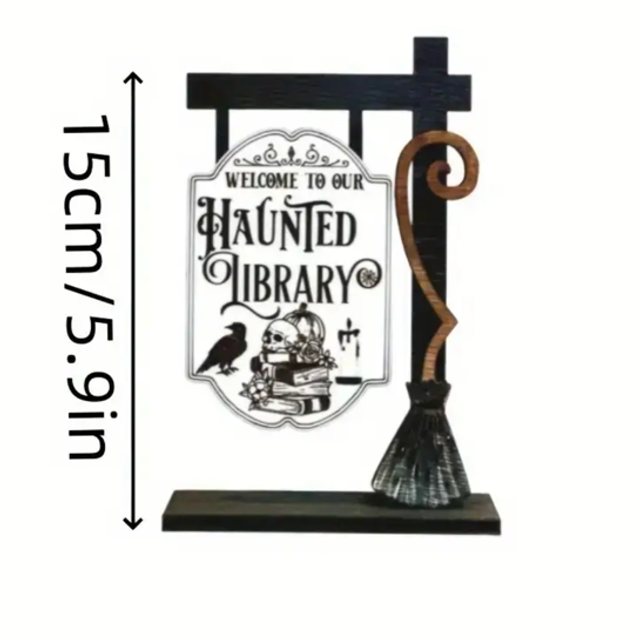 Haunted Library Miniature Wooden Display – Gothic Bookshelf Decoration
