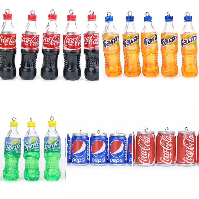 Assorted mini soda bottle set with Coca-Cola, Pepsi, Fanta, and Sprite labels