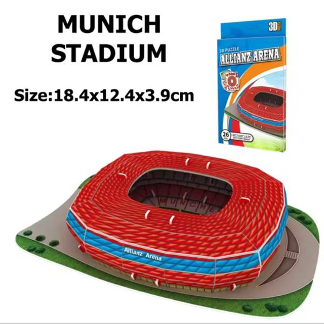 Allianz Arena 3D stadium model miniature, red roof with open arena view