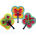 Foldable butterfly handheld fan set, multicolor scalloped petals with short handles