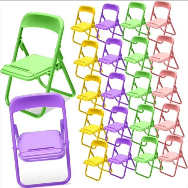 Mini folding mobile holder stand with open front frame, shown in green and assorted colors