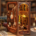 Miniature bookshelf insert kit, open book with ornate golden room interior and mini furniture