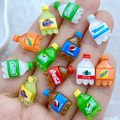 Mini resin beverage bottle ornaments, assorted colorful drinks in hand