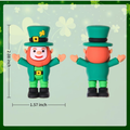 St Patrick’s Day leprechaun mini figure, two standing green-suited characters with orange faces