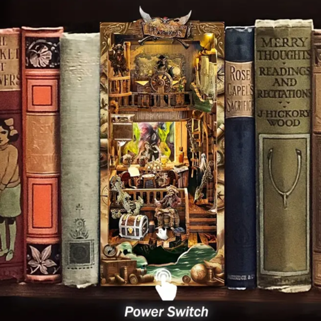 Miniature bookshelf insert kit with assorted vintage-style miniature books