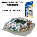 Miniature Stamford Bridge stadium model with stands and pitch, boxed kit