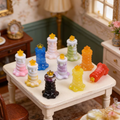 Mini stacked candle set in pastel and bright colors, wavy candle holders