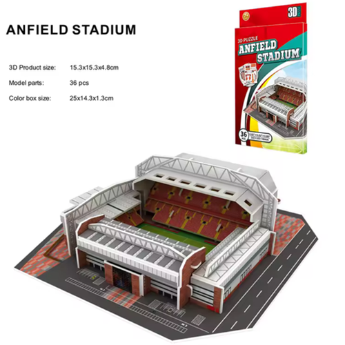 Anfield stadium miniature model with roofed stands and playing field