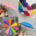 Miniature umbrella string lights with multicolor compact umbrellas and white hooks