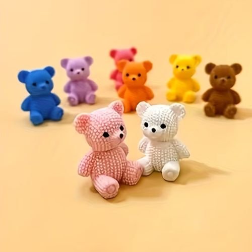 Mini kawaii bear plush toys, assorted colors, sitting pose