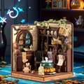 DIY miniature potion workshop scene kit with open wooden frame and tiny props