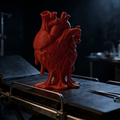 Red sculpted heart ornament, glossy 3D heart with detailed lobes